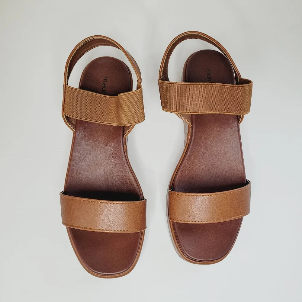 Maurices SuperCush Aubrey Wedge Brown 7.5 Womens Platform Elastic Straps Comfort - Picture 3 of 10